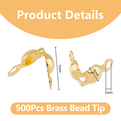 500Pcs Brass End Bead Tips KK-DC0004-07-1