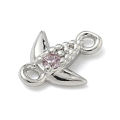 Brass Pave Cubic Zirconia Fish Connector Charms KK-G548-17P-1