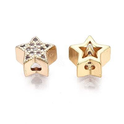 Brass Micro Pave Clear Cubic Zirconia Beads LS-KK-Q764-008-1