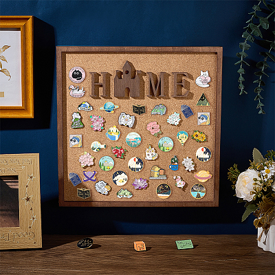 Square Wall Mounted Brooch Jewelry Display Cork Tray AJEW-WH0567-14A-1
