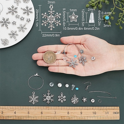DIY Christmas Snowflake Dangle Earring Making Kits DIY-SC0019-34-1