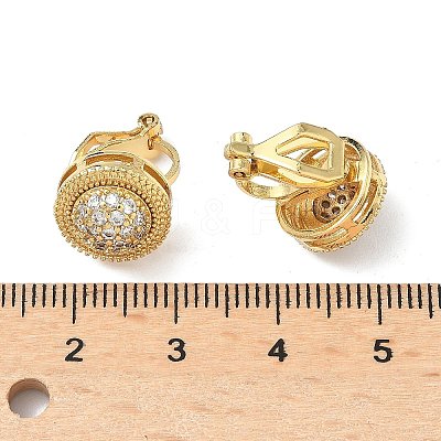 Brass Micro Pave Clear Cubic Zirconia Clip-on Earrings EJEW-A132-02B-G-1