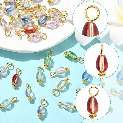 20Pcs 4 Style Glass Teardrop Pendants PALLOY-FS00072-1