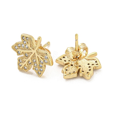 Brass Micro Pave Cubic Zirconia Ear Studs EJEW-P261-28A-G-1