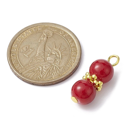 Baking Paint Glass Round Beaded Pendant PALLOY-JF02270-01-1