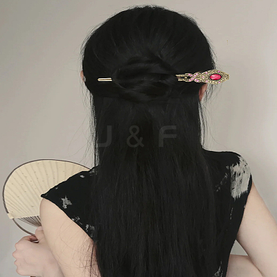 2Pcs 2 Colors Vintage Alloy Hair Sticks OHAR-LP0004-01B-1