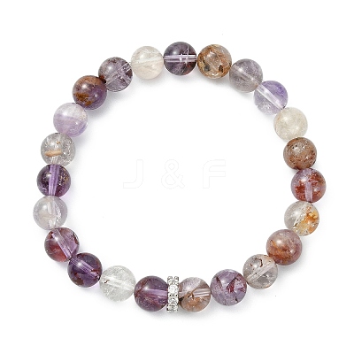 Natural Rutilated Quartz Beads Stretch Bracelets for Women Men BJEW-JB14038-1