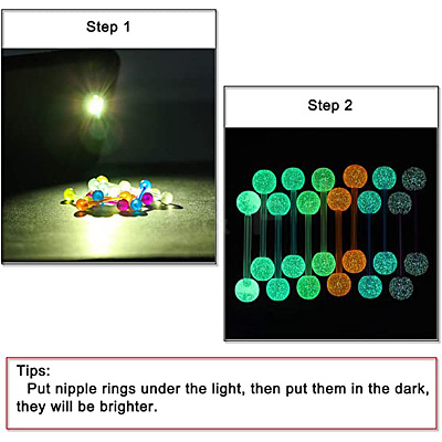 36Pcs Glow in the Dark Acrylic Straight Barbell Tongue Rings Set FS-WG0C136-01-1