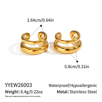 304 Stainless Steel Cuff Earrings for Women QV5196-1-1