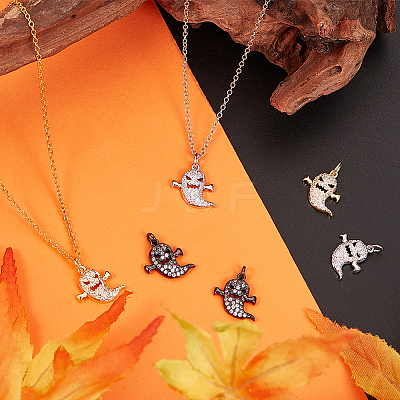 6Pcs 3 Colors Brass Micro Pave CLear Cubic Zirconia Pendants ZIRC-BBC0002-95-1