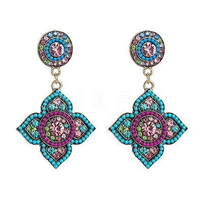 Bohemia Alloy Rhinestone Stud Dangle Earrings for Women WG793A0-01-1