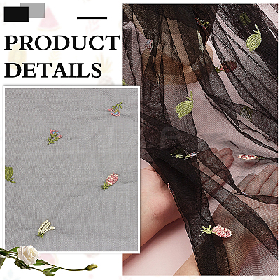 Fruit Polyester Embroidery Mesh Fabric KK-WH0558-10A-1