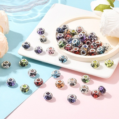 50Pcs Large Hole Flower Pattern Resin European Beads OPDL-YW0001-11-1
