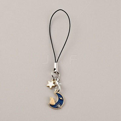 Cute Cartoon Star/Moon Alloy Enamel Mobile Straps Lanyards HJEW-WH0068-07I-1