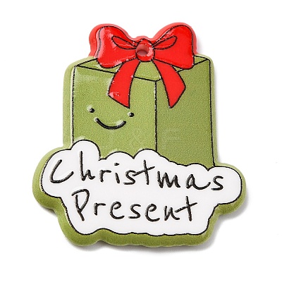 Christmas Series Printed Opaque Acrylic Pendants OACR-Q080-01C-1