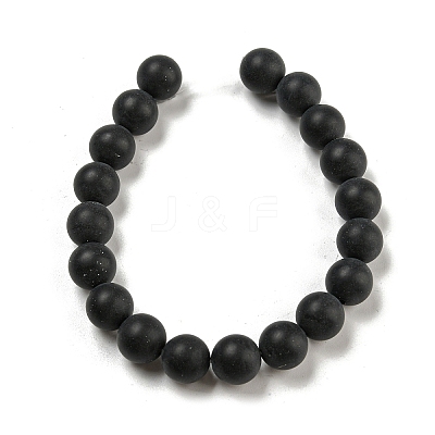 Dyed & Heated Natural Black Agate Beads Strands G-P088-14-10mm-1