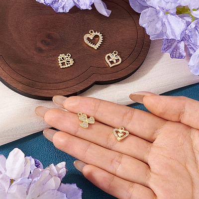 5Pcs 5 Styles Brass Micro Pave Cubic Zirconia Pendants KK-TA0002-99-1