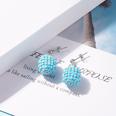 TOHO Japanese Seed Beads Dangle Stud Earrings EJEW-JE04762-02-1