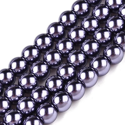 Baking Paint Pearlized Glass Pearl Round Bead Strands HY-Q330-8mm-73-1