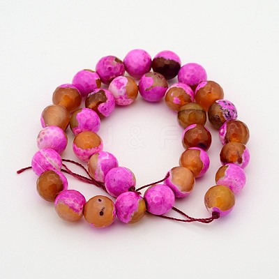 Natural Fire Crackle Agate Faceted Round Beads Strands G-A134-02G-8mm-1