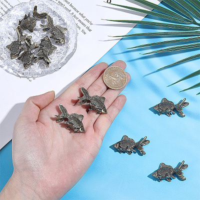 10Pcs Brass Fish Figurines Ornaments DJEW-ME0001-13AB-1