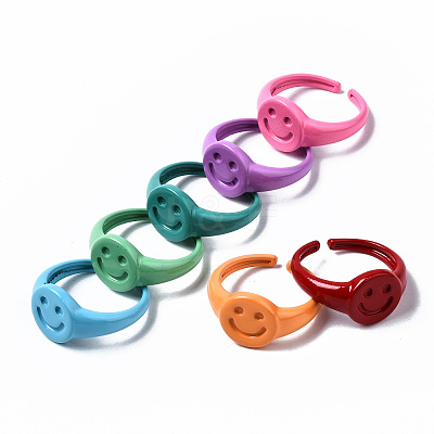 Spray Painted Brass Cuff Rings RJEW-S044-151-1