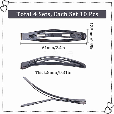 4 Sets Iron Snap Hair Clips AJEW-SC0003-37A-02-1