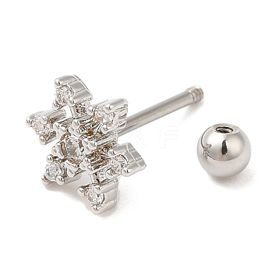 Brass Micro Pave Clear Cubic Zirconia Stud Earrings LS-EJEW-L265-06P-1