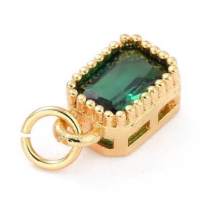 Real 18K Gold Plated Brass Inlaid Cubic Zirconia Charms LS-ZIRC-L100-075G-02-1