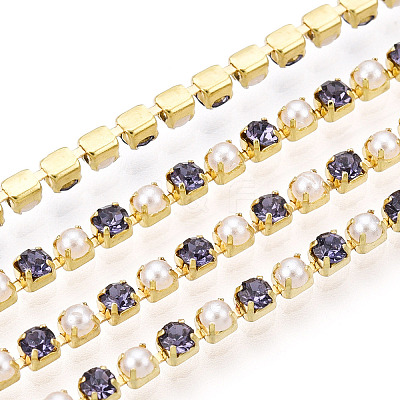 Brass Rhinestone Strass Chains CHC-N017-001A-A20-1