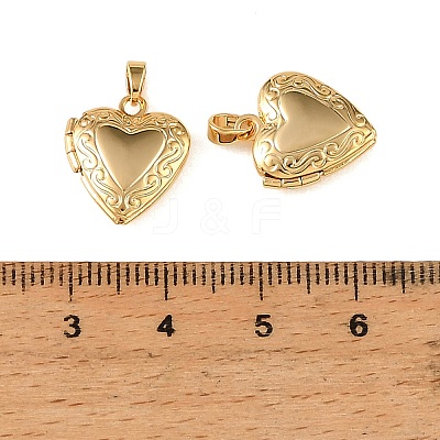 Floral Embossed Brass Locket Pendants KK-CBA7157-06G-1