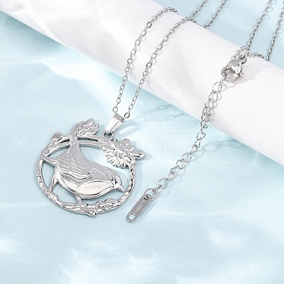 304 Stainless Steel Pendant Cable Chain Necklaces for Men Women NJEW-K308-03E-P-1