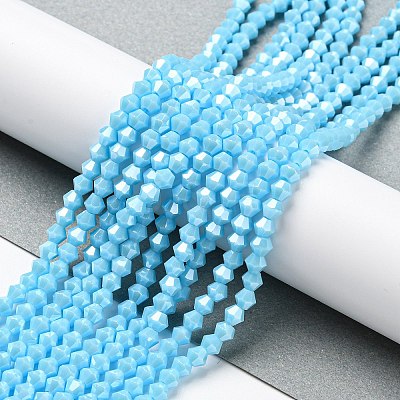 Opaque Solid Color Electroplate Glass Beads Strands EGLA-A039-P4mm-A12-1