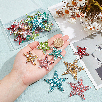 30Pcs 10 Styles Star Hotfix Rhinestone DIY-WR0004-13-1