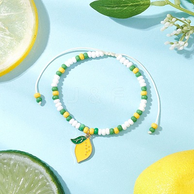 9Pcs Fruit Theme Alloy Enamel Charm Bracelets BJEW-MZ00206-03-1