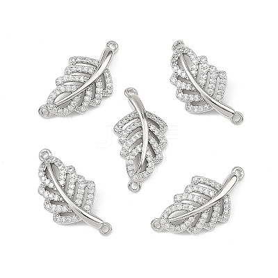 SHEGRACE Brass Micro Pave Clear Cubic Zirconia Connector Charms XGRQ3P816-600P-1