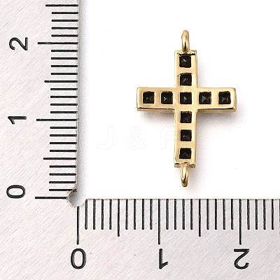 Brass Pave Black Cubic Zirconia Connector Charms KK-M101-02H-G-1