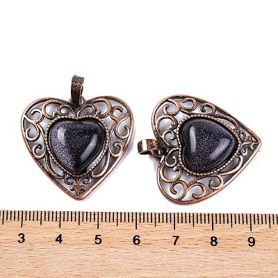 Synthetic Blue Goldstone Peach Love Heart Pendants G-G158-01-19-1
