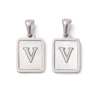 304 Stainless Steel Pave Shell Pendants STAS-G327-01P-V-1