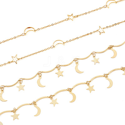 2 Styles Handmade Brass Cable Chains & Bar Link Chains CHC-KS0001-01-1