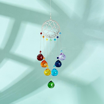 Crystals Chandelier Suncatchers Prisms Chakra Hanging Pendant AJEW-Q142-03-1