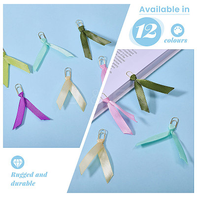 12Pcs Polyester Ribbon Bookmarks AJEW-CA00022-1