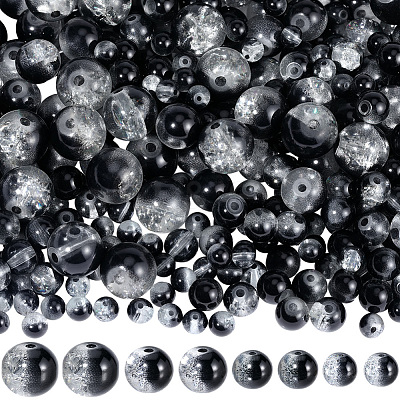 450Pcs 4 Styles Spray Painted Crackle Glass Beads CCG-PA0001-09C-1
