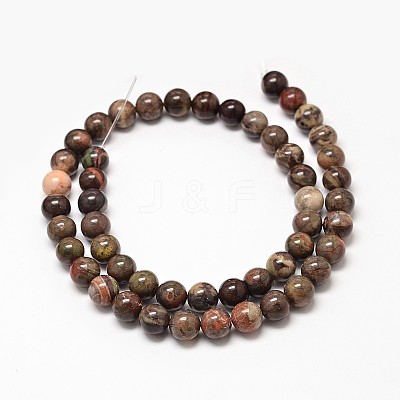 Natural Rainforest Agate Round Bead Strands G-P075-45-8mm-1