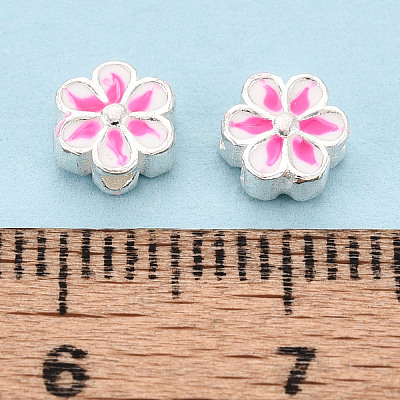 925 Sterling Silver Enamel Beads STER-T008-35A-1