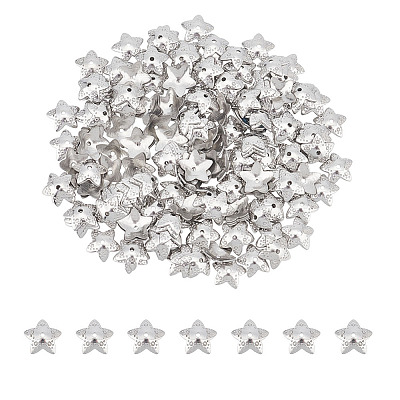 5-Petal Flower Smooth Surface 304 Stainless Steel Bead Caps STAS-UN0042-48-1