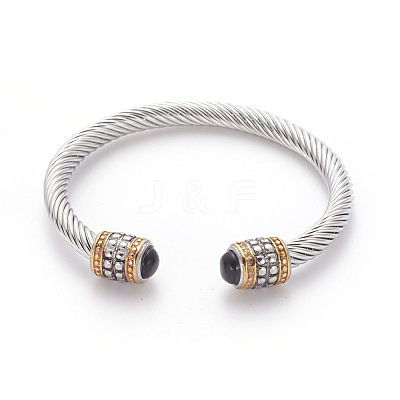 304 Stainless Steel Cuff Bangles BJEW-L642-25MP-1