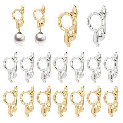 20Pcs 2 Colors Brass Huggie Hoop Earring Findings KK-AR0003-04-1