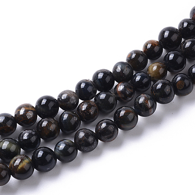 Grade AB Natural Blue Tiger Eye(Dyed & Heated) Beads Strands G-I261-D01-6mm-1