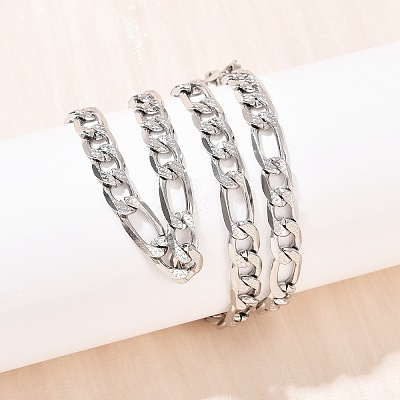 6MM 304 Stainless Steel Figaro Chain Necklaces for Women NJEW-G177-02P-1